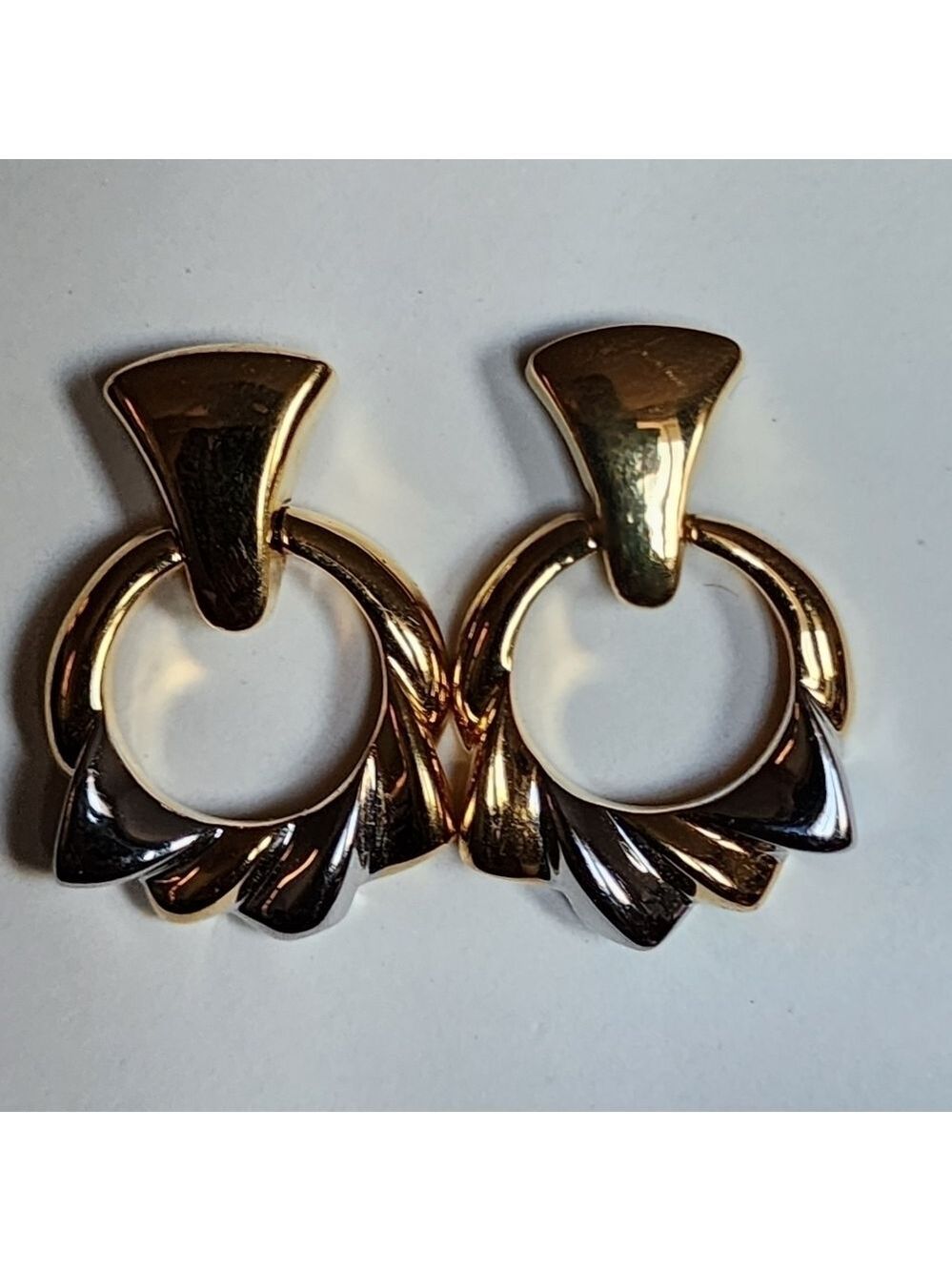 Vintage golden and Silverstone earring - Picture 1 of 3